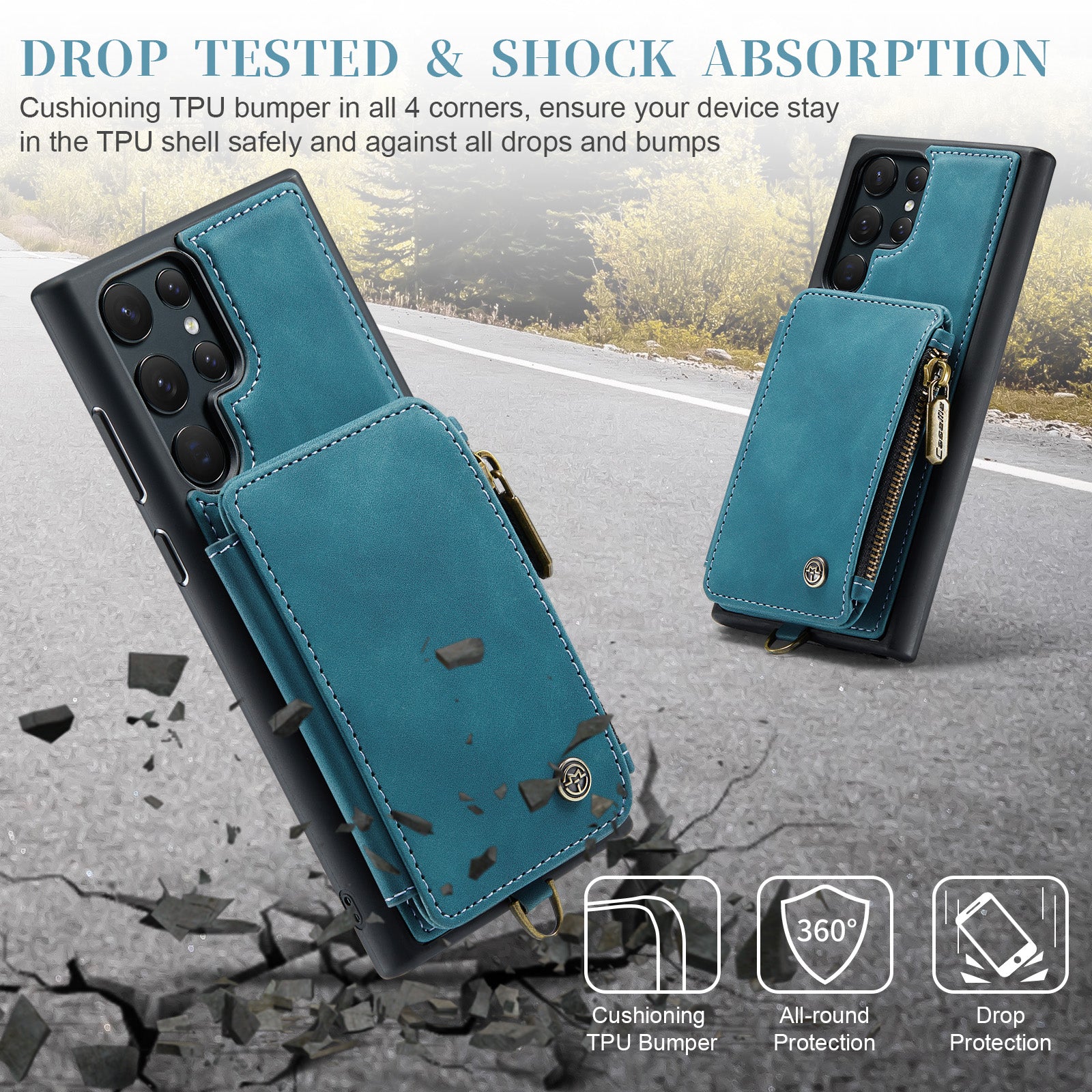 CASEME C20 Series Anti-drop Phone Case for Samsung Galaxy S23 Ultra RFID Blocking Zipper Pocket Protective Phone Cover Wallet Kickstand CASEME C20 Series Anti-drop Phone Case for Samsung Galaxy S23 Ultra RFID Blocking Zipper Pocket Protective Phone Cover Wallet Kickstand